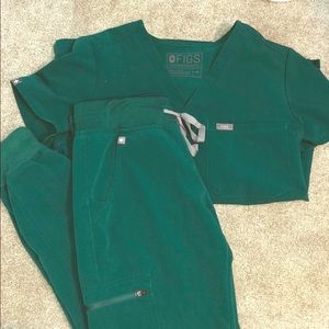 Figs scrubs, joggers, hunter green